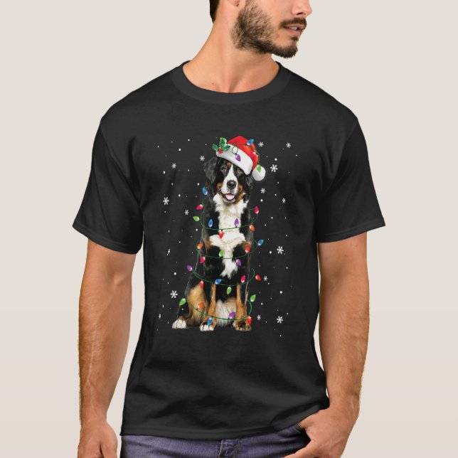 Camiseta Navidades de Montaña de Berna Luces y Santa Hat Xm (Anverso)