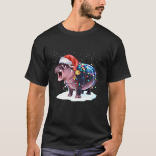 Camiseta Navidades de Moo Deng Encenden Funny Santa Hippo P