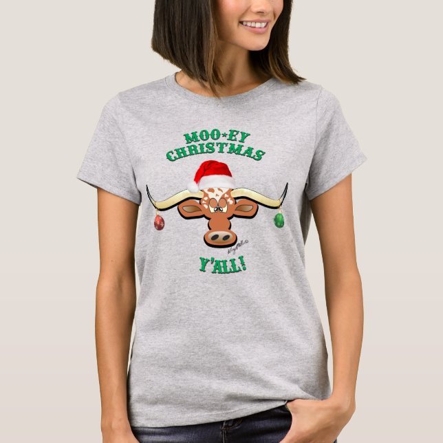 Camiseta Navidades de Moo-ey, Longhorn Steer (Anverso)
