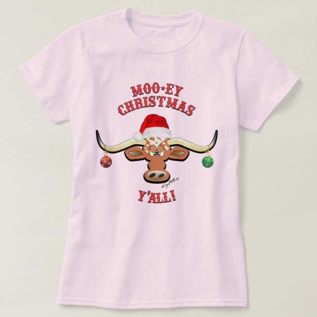Camiseta Navidades de Moo-ey, Longhorn Steer (Diseño del anverso)