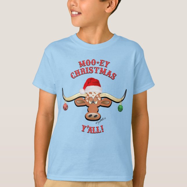 Camiseta Navidades de Moo-ey, Longhorn Steer (Anverso)