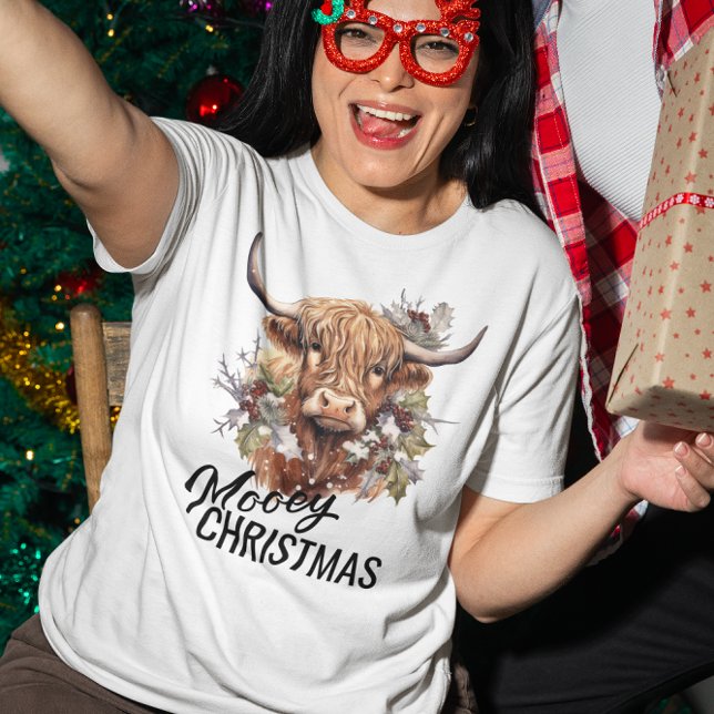 Camiseta Navidades de Mooey de vaca Highland (Subido por el creador)