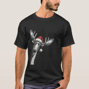 Camiseta Navidades de Moose Santa Hat Pajama Noches gracios