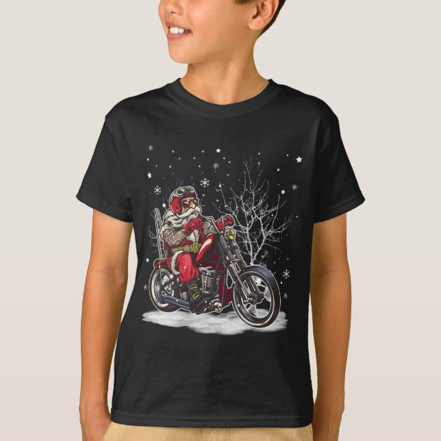 Camiseta navidades de motocicletas dM3b Santa Driving Merry (Anverso)