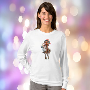 Camiseta Navidades de motociclismo de renos Tee femenino El