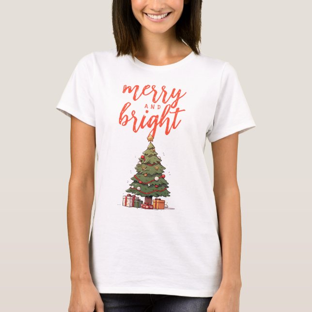Camiseta Navidades de mujeres blancas modernas y brillantes (Anverso)