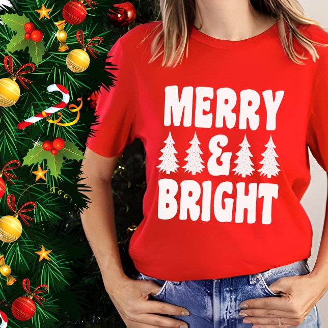 Camiseta Navidades de mujeres rojas moras y brillantes pino (Subido por el creador)