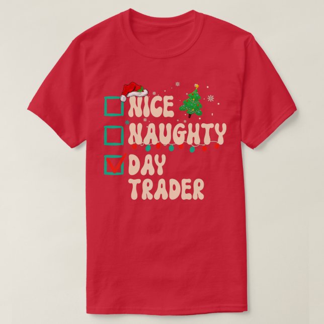Camiseta Navidades de Naughty Day Trader List Santa Claus (Diseño del anverso)