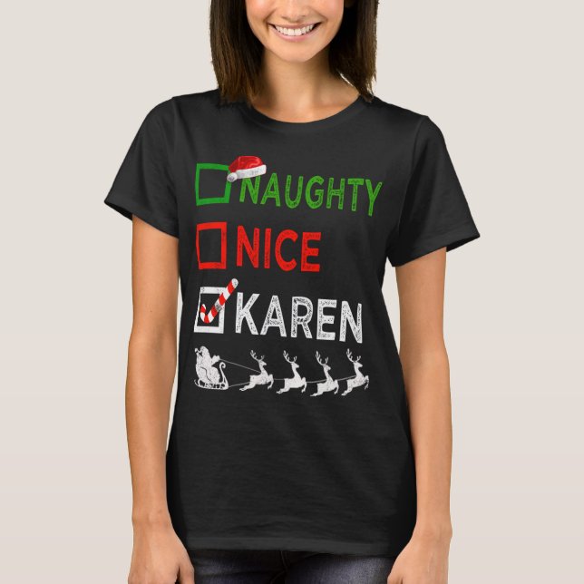 Camiseta Navidades de Naughty Nice Karen Pajamas Funny Sant (Anverso)