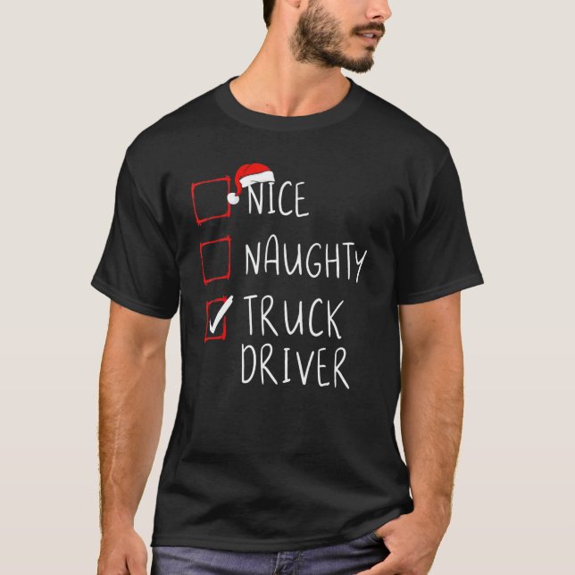 Camiseta Navidades de Naughty Trucker List Trucker S (Anverso)