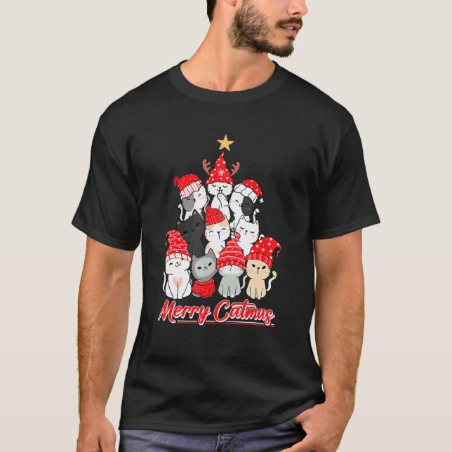 Camiseta Navidades de navidad con felinos gatos 2 (Anverso)