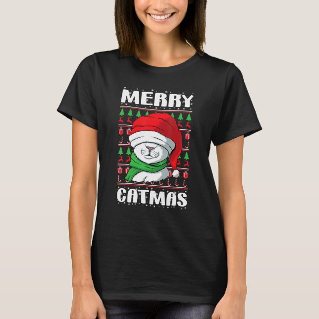 Camiseta Navidades de navidad con gatos feos 1 (Anverso)