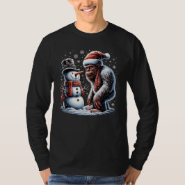 Camiseta Navidades de Navidad de Bigfoot Santa Snowman