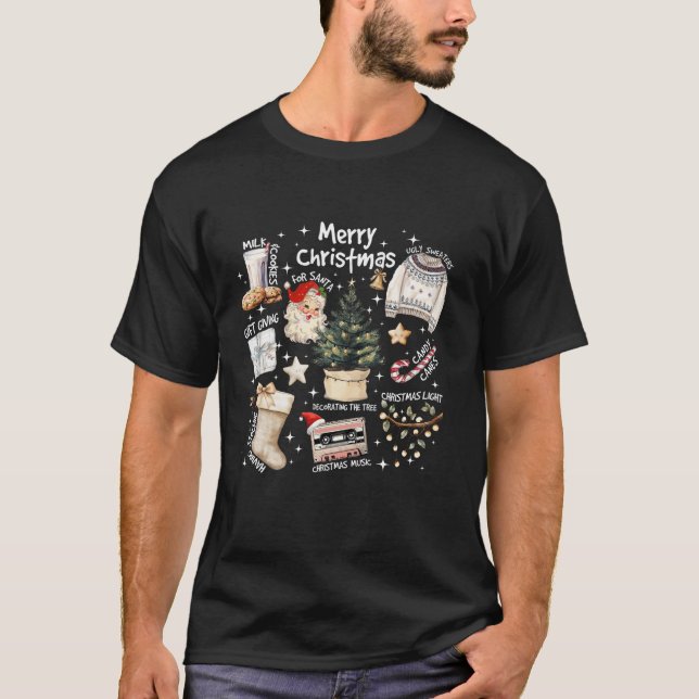 Camiseta Navidades de Navidad Retro Merry Vibes Milk Cookie (Anverso)