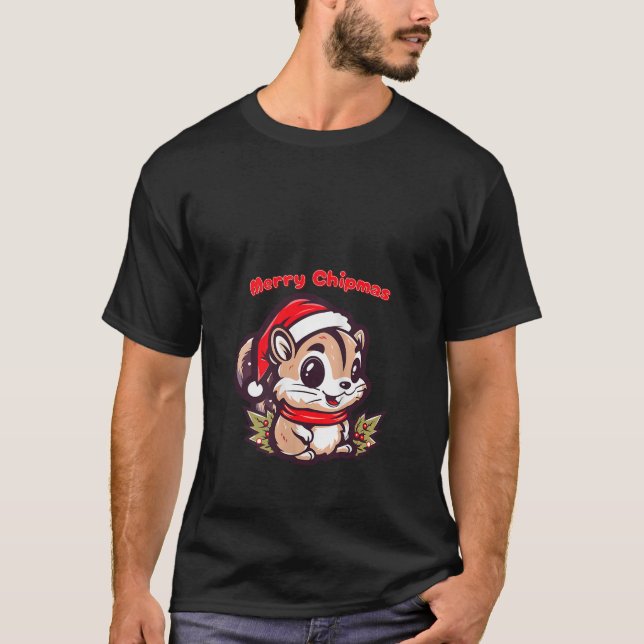 Camiseta Navidades de navidad y Navidad posan cute Chipmunk (Anverso)