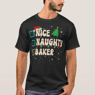Camiseta Navidades de Nice Naughty Baker List Xmas Bakery S