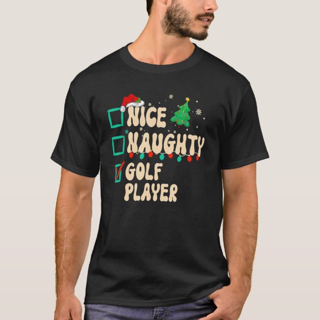 Camiseta Navidades de Nice Naughty Golf Player List Santa C (Anverso)
