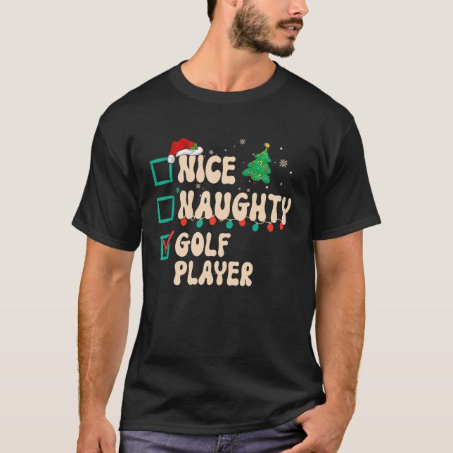 Camiseta Navidades de Nice Naughty Golf Player List Santa H (Anverso)