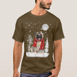 Camiseta Navidades De Nieve A La Luz De La Luna De Pug Paja