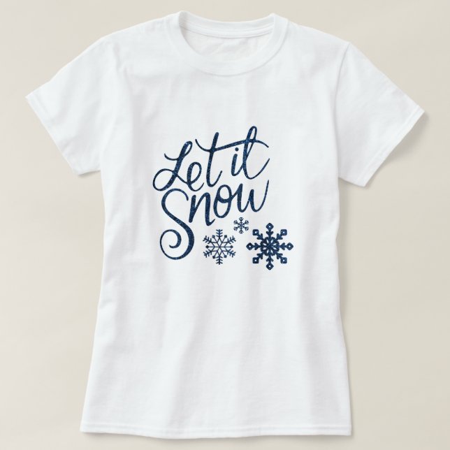 Camiseta Navidades de nieve con copos de nieve azules (Diseño del anverso)