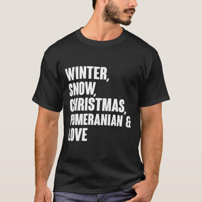 Camiseta Navidades De Nieve De Invierno Pomerania Y Amor Ah (Anverso)