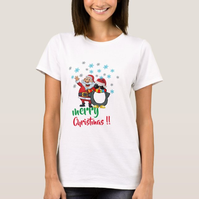 Camiseta navidades de nieve de santa diseñadoras de camisas (Anverso)