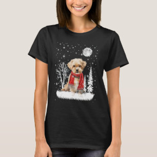 Camiseta Navidades De Nieve De Shorkie Under Moonlight Paja
