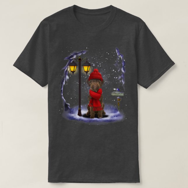 Camiseta Navidades de Nieve Lagotto Romagnolo Santa Inviern (Diseño del anverso)