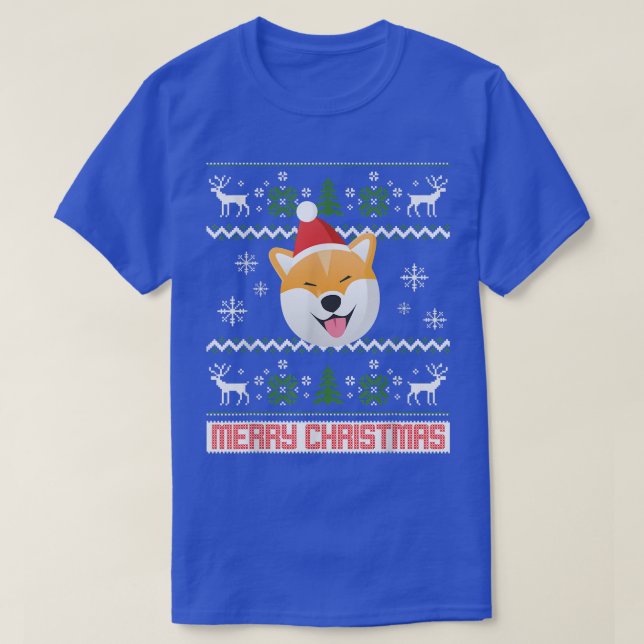 Camiseta Navidades de Nieve Shiba Inu Santa Ugly  (Diseño del anverso)