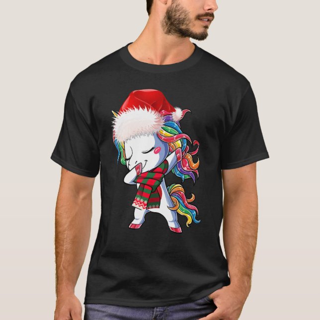 Camiseta Navidades de niños de Dabbing Unicorn Santa Hat Ch (Anverso)