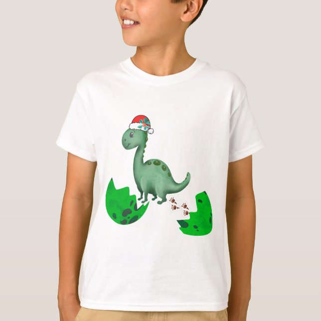 Camiseta Navidades de niños de dinosaurios T-Rex (Anverso)