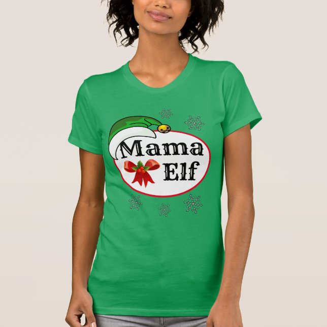Camiseta Navidades de Novedad de mujeres MAMA ELF COSTUME (Anverso)