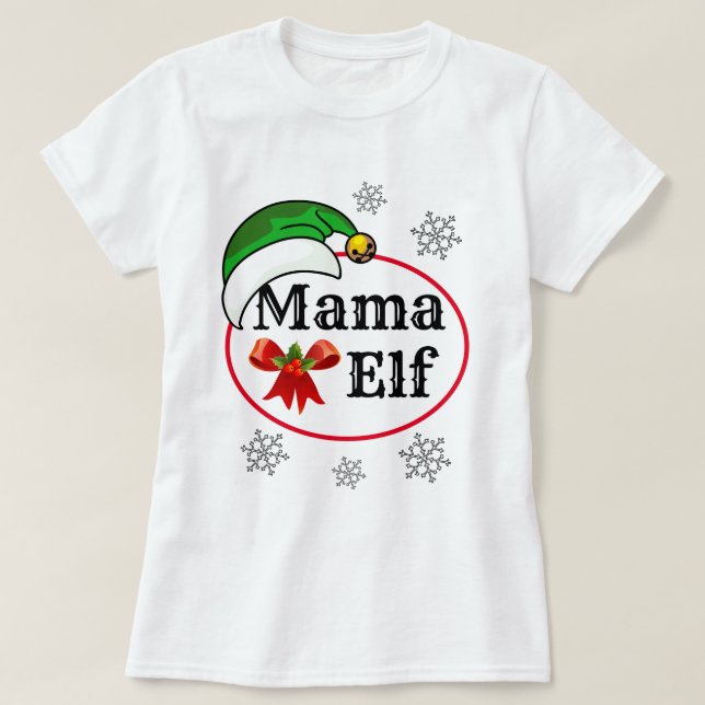 Camiseta Navidades de Novedad de mujeres MAMA ELF COSTUME T (Diseño del anverso)