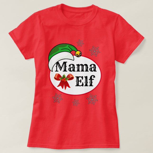 Camiseta Navidades de Novedad de mujeres MAMA ELF COSTUME T (Diseño del anverso)
