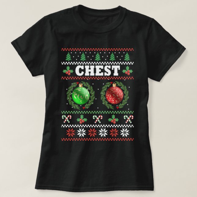Camiseta Navidades de nueces de pecho que coinciden con cas (Diseño del anverso)