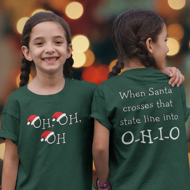 Camiseta Navidades de Ohio niños de vacaciones de Santa Hat (Celebrating Christmas in Ohio? Keep your ear out for when Santa crosses that state line!)