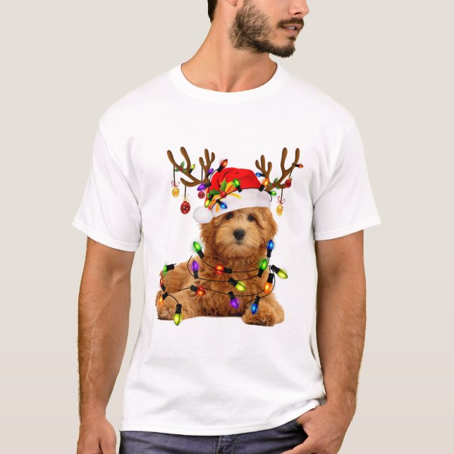 Camiseta navidades de oro navidades renos luces p (Anverso)