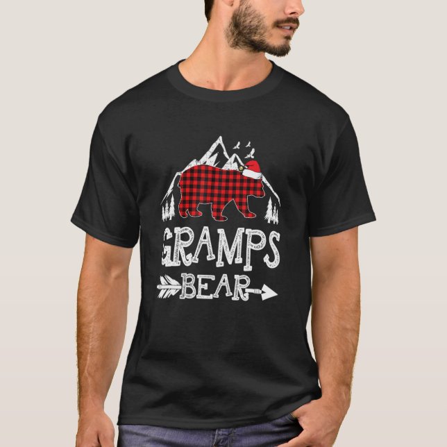 Camiseta Navidades de oso de gramíneas Pajama Red Plaid Buf (Anverso)