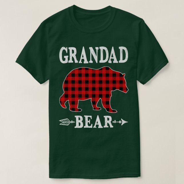 Camiseta Navidades de oso de grandad Pajama Red Plaid Buffa (Diseño del anverso)