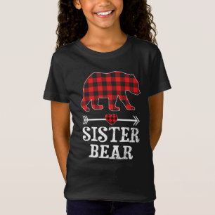 Camiseta Navidades de oso de hermana Pajama Red Plaid Buffa