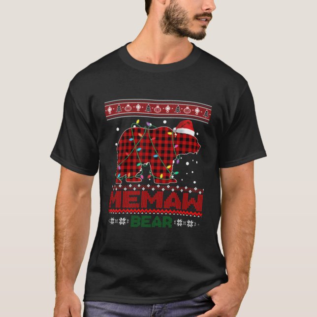 Camiseta Navidades De Oso De Memaw Pajama Familia Gira Baño (Anverso)