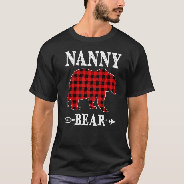 Camiseta Navidades de oso de nana Pajama Red Plaid Buffalo  (Anverso)