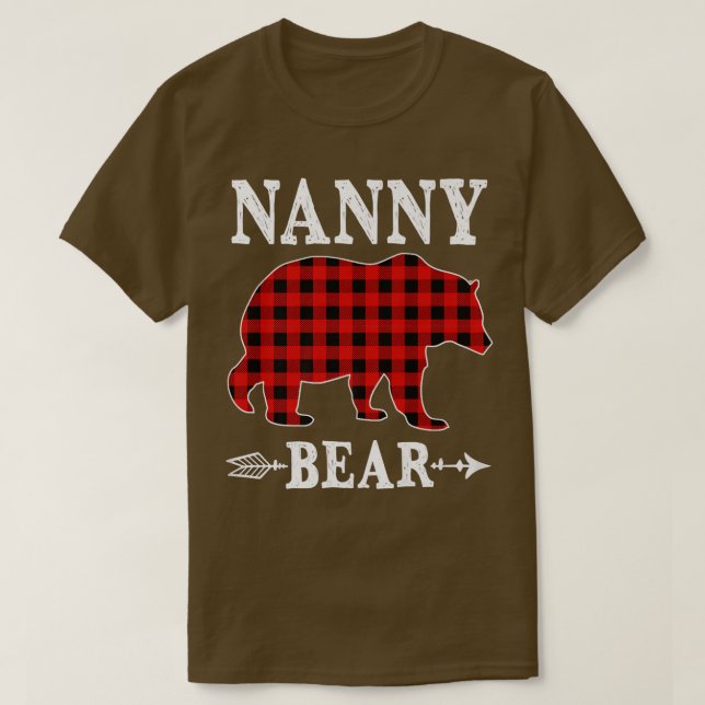 Camiseta Navidades de oso de nana Pajama Red Plaid Buffalo  (Diseño del anverso)