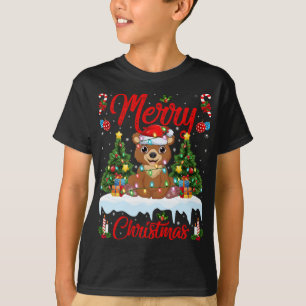 Camiseta Navidades de oso de navidad con mucho amor ilumina