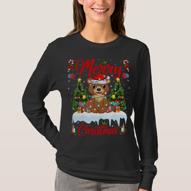 Camiseta Navidades de oso de navidad con mucho amor ilumina (Anverso)