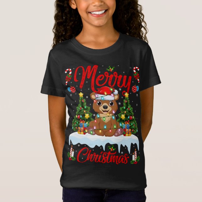 Camiseta Navidades de oso de navidad con mucho amor ilumina (Anverso)