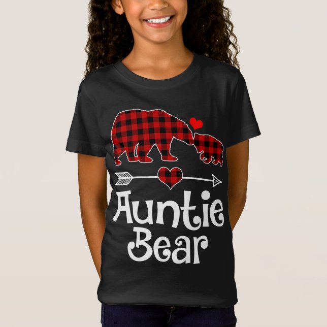 Camiseta Navidades de oso de tía Pajama Mat de búfalo rojo (Anverso)