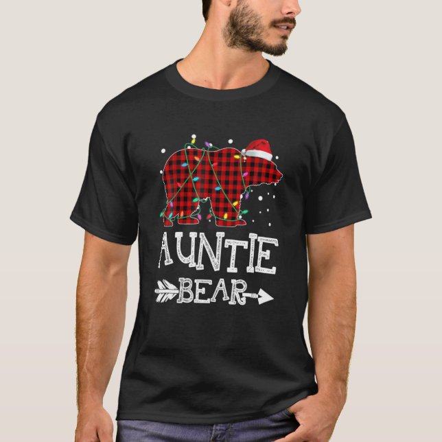 Camiseta Navidades de oso de tía Pajama Red Plaid Buffalo F (Anverso)