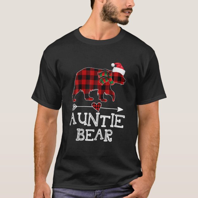 Camiseta Navidades de oso de tía Pajama Red Plaid Buffalo F (Anverso)