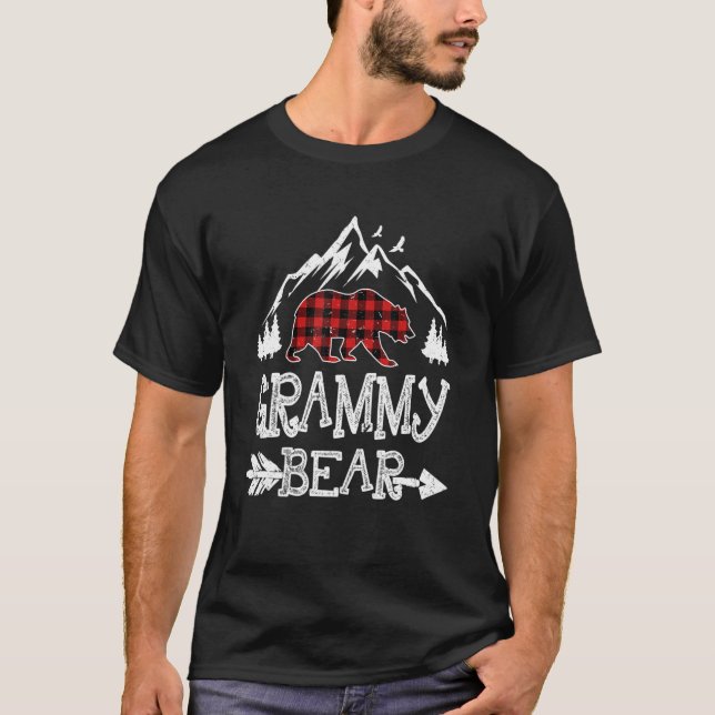 Camiseta Navidades de oso gramatical Xmas Pajama Buffal roj (Anverso)